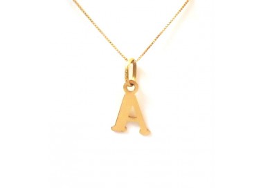 COLLANA UNISEX IN ORO GIALLO 18 KT CON LETTERA INIZIALE A