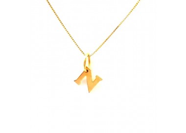 COLLANA UNISEX IN ORO GIALLO 18 KT CON LETTERA INIZIALE N