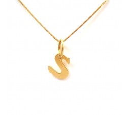 COLLANA UNISEX IN ORO GIALLO 18 KT CON LETTERA INIZIALE S