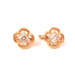 ORECCHINI QUADRIFOGLIO IN ORO GIALLO 18 KT CON ZIRCONI BIANCHI