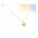 COLLANA DA DONNA CON CUORE IN ORO GIALLO 18 KT ZIRCONI BIANCHI