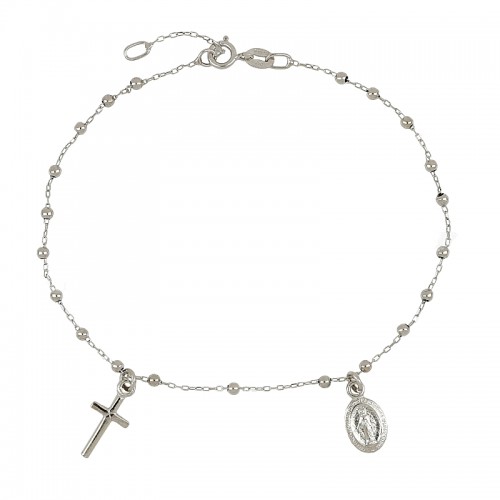 BRACCIALE ROSARIO UNISEX IN ORO BIANCO 18 KT LUCIDO