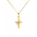 COLLANA IN ORO GIALLO 18 KT CON CROCE E ZIRCONI TAGLIO BRILLANTE