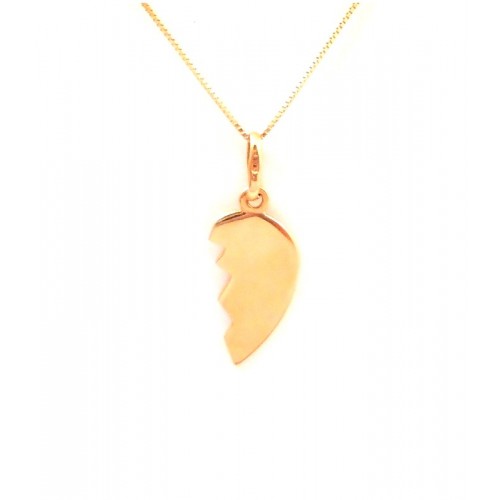 COLLANA UNISEX IN ORO GIALLO 18 KT CON MEZZO CUORE