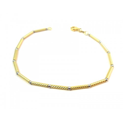 BRACCIALE SFERE IN ORO GIALLO E BANCO 18 KT UNISEX