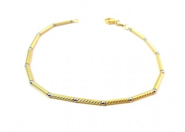 BRACCIALE SFERE IN ORO GIALLO E BANCO 18 KT UNISEX