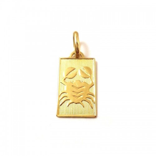 CIONDOLO CANCRO SEGNO ZODIACALE ORO GIALLO + COLLANA LACCIO IN OMAGGIO