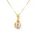 COLLANA IN ORO GIALLO 18 KT CON CIONDOLO ZIRCONE ROSA