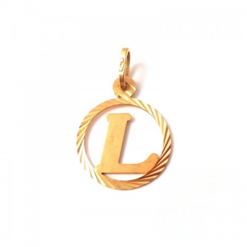 CIONDOLO LETTERA L INIZIALE ORO GIALLO + COLLANA LACCIO IN OMAGGIO