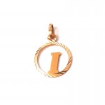 CIONDOLO LETTERA I INIZIALE ORO GIALLO 18 KT + COLLANA LACCIO IN OMAGGIO