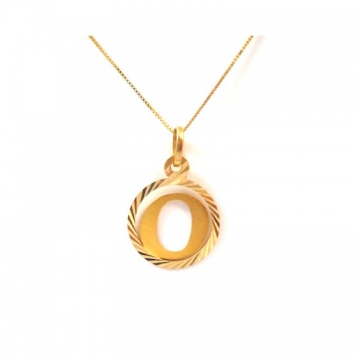 COLLANA CON CIONDOLO LETTERA O INIZIALE IN ORO GIALLO 18 KT