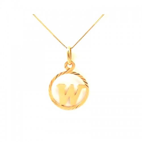 COLLANA CON CIONDOLO LETTERA W INIZIALE IN ORO GIALLO 18 KT