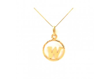 COLLANA CON CIONDOLO LETTERA W INIZIALE IN ORO GIALLO 18 KT