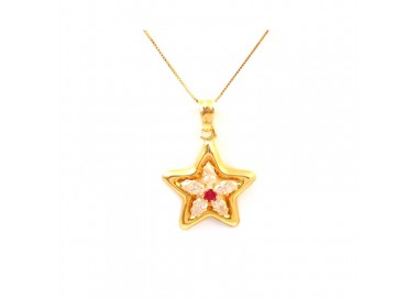 COLLANA DA DONNA IN ORO GIALLO 18 KT CON STELLA E ZIRCONI