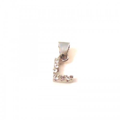 CIONDOLO LETTERA L IN ORO BIANCO CON ZIRCONI + COLLANA IN OMAGGIO