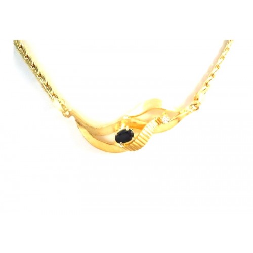 COLLANA DA DONNA IN ORO GIALLO 18 KT CON ZIRCONE BIANCO E ONICE 