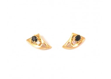 ORECCHINI IN ORO GIALLO 18 KT CON ONICE E ZIRCONE BIANCO