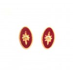 ORECCHINI IN ORO GIALLO 18 KT MODELLO SCUDO CON SMALTO ROSSO