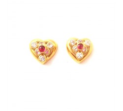 ORECCHINI CUORE IN ORO GIALLO 18 KT CON ZIRCONI