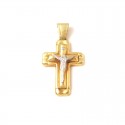 CIONDOLO CROCIFISSO IN ORO GIALLO E BIANCO 18 KT + COLLANA IN OMAGGIO