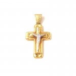 CIONDOLO CROCIFISSO IN ORO GIALLO E BIANCO 18 KT + COLLANA IN OMAGGIO