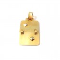 CIONDOLO MEDAGLIETTA UNISEX IN ORO GIALLO E BIANCO 18 KT + COLLANA LACCIO IN OMAGGIO