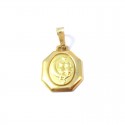 CIONDOLO MEDAGLIETTA UNISEX LUNA CON GATTINI IN ORO GIALLO 18 KT + COLLANA LACCIO IN OMAGGIO