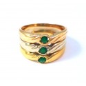 RING TRILOGY IN ORO GIALLO 18 KT PINK and white with EMERALDS
