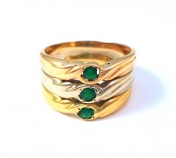 LADY'S RING TRILOGY IN ORO GIALLO 18 KT WHITE &amp; pink EMERALDS