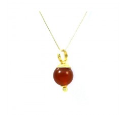 COLLANA IN ORO GIALLO 18 KT CON GRANATO ROSSO