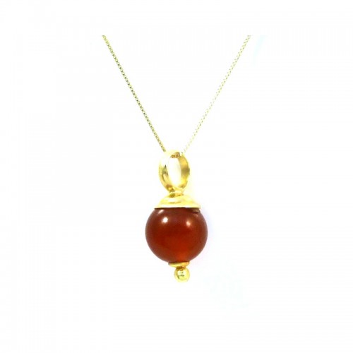 COLLANA IN ORO GIALLO 18 KT CON GRANATO ROSSO