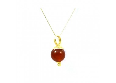 COLLANA IN ORO GIALLO 18 KT CON GRANATO ROSSO