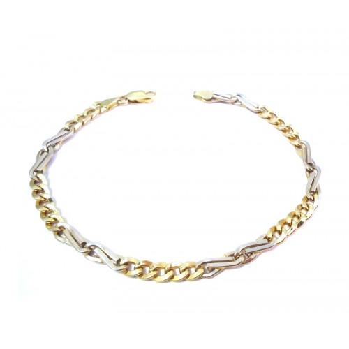 BRACCIALE CATENA DA UOMO IN ORO GIALLO E BIANCO 18 KT 