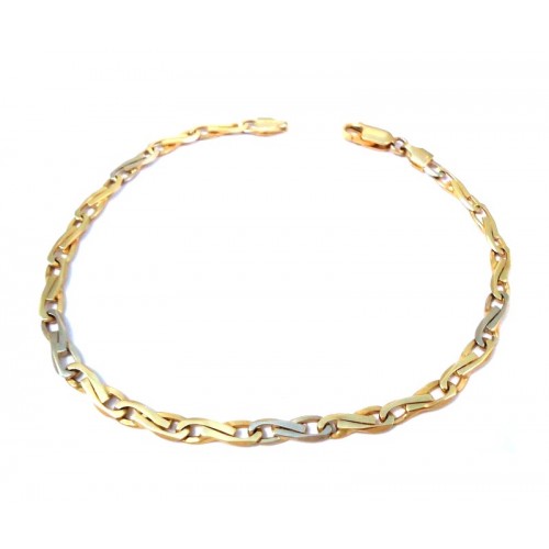 BRACCIALE CATENA IN ORO GIALLO E BIANCO 18 KT DA UOMO