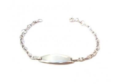 BRACCIALE BIMBO/BIMBA IN ORO BIANCO 18 KT CON PIASTRINA