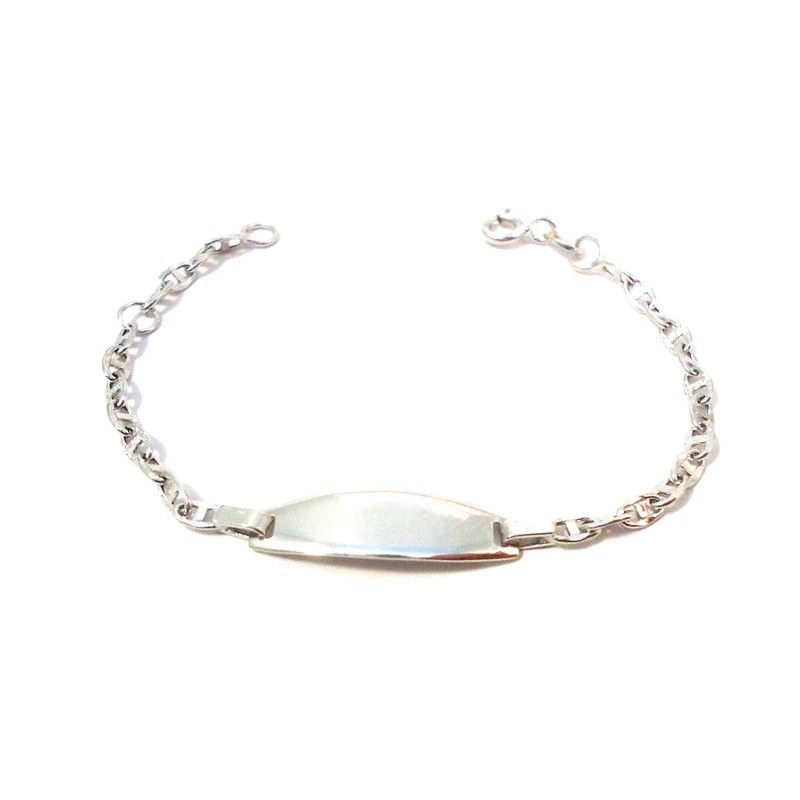 Bracciale Oro 9 KT Sakrami Con Cuore E Piastrina Incidibile - Regalo Personalizzato Con Scatola