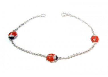 BRACCIALE COCCINELLE IN ORO BIANCO 18 KT