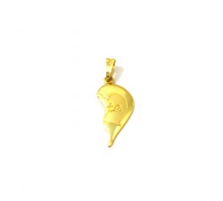 CIONDOLO UNISEX MEZZO CUORE IN ORO GIALLO 18 KT + COLLANA LACCIO IN OMAGGIO