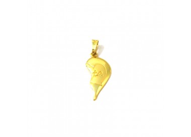 CIONDOLO UNISEX MEZZO CUORE IN ORO GIALLO 18 KT + COLLANA LACCIO IN OMAGGIO