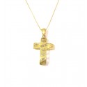 COLLANA CON CROCE ORO GIALLO E BIANCO 18 KT