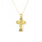 COLLANA CON CROCE ORO GIALLO E BIANCO 18 KT