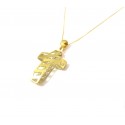 COLLANA CON CROCE ORO GIALLO E BIANCO 18 KT