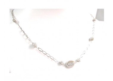 COLLANA DA DONNA IN ORO BIANCO 18 KT CON SFERE DI ZIRCONI TAGLIO BRILLANTE