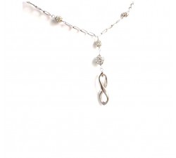 COLLANA INFINITO IN ORO BIANCO 18 KT CON SFERE DI ZIRCONI TAGLIO BRILLANTE