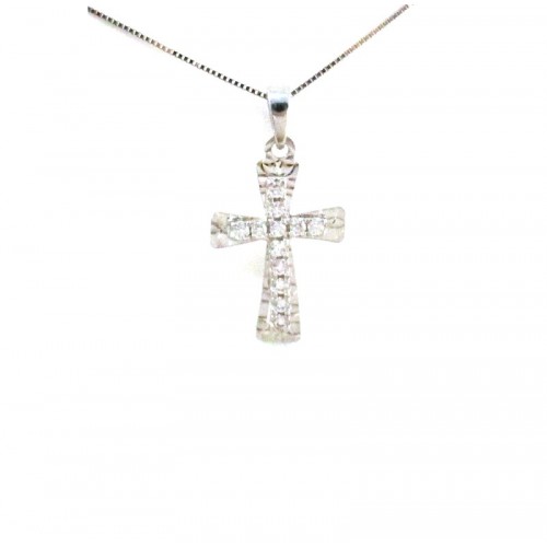 COLLANA CROCE IN ORO BIANCO 18 KT 