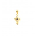 CROCE IN ORO GIALLO 18 KT CON ZIRCONI +COLLANA LACCIO IN OAMGGIO