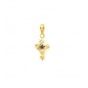 CROCE IN ORO GIALLO 18 KT CON ZIRCONI +COLLANA LACCIO IN OAMGGIO 