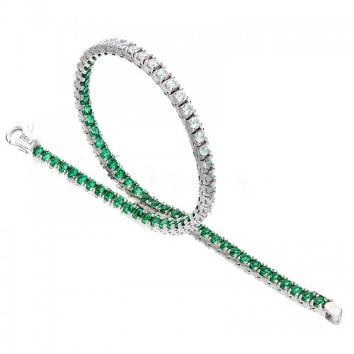 Bracciale Tennis 10:10 Donna – Argento 925 Placcato Oro Bianco 18kt – Zirconi 3mm Grado AAA – Fatto In Italia