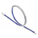 BRACCIALE TENNIS IN ORO BIANCO 18 KT DUOPLE FAST ZIRCONI BLU E BIANCHI TAGLIO BRILLANTE