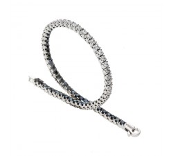 BRACCIALE TENNIS DA UOMO DOUBLE IN ORO BIANCO ZIRCONI BIANCHI E NERI